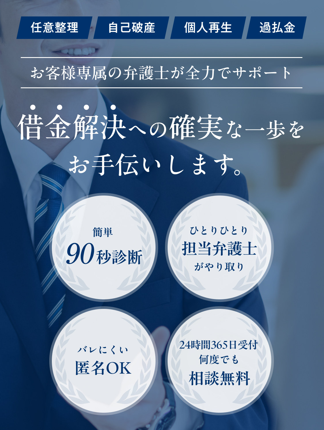借金解決への確実な一歩をお手伝いします。